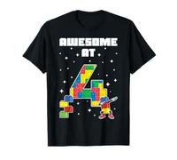 Fantastico per Il Compleanno dei Bambini di Mattoni da Costruzione di 4 Anni Maglietta