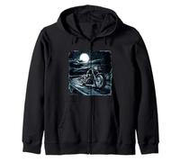 Fantastico Pilota Notturno con Moto di Full Moon Felpa con Cappuccio