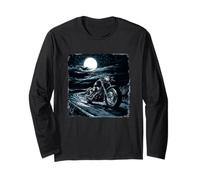 Fantastico Pilota Notturno con Moto di Full Moon Maglia a Manica