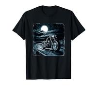 Fantastico Pilota Notturno con Moto di Full Moon Maglietta