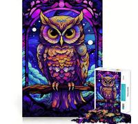 Fantastico puzzle a vetrata con gufo,1000 pezzi,esercizio mentale divertente,pezzi che si incastrano perfettamente,un modo coinvolgente per trascorrere il tempo libero (38x26cm)