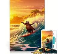 Fantastico puzzle da 1000 pezzi con bradipo per vacanze al mare,per adulti,esercizio mentale,taglio di precisione,bordi lisci,rilassante attività di gruppo al chiuso (38x26cm)