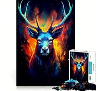 Fantastico puzzle da 1000 pezzi con cervi colorati,ideale per adulti,gioco di concentrazione mentale,taglio di precisione,attività creativa e di condivisione per i propri cari (38x26cm)