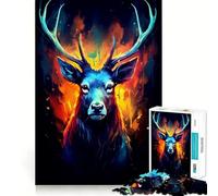 Fantastico puzzle da 1000 pezzi con cervi colorati per adulti,gioco stimolante per la mente,superficie liscia e priva di sbavature,hobby affascinante per i momenti di svago (38x52cm)