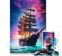 Fantastico puzzle di una nave pirata da 1000 pezzi per adulti,gioco per stimolare la memoria,taglio di qualità professionale,attività di gruppo emozionante (38x52cm)
