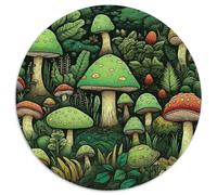 Fantastico puzzle foresta funghi 1000 pezzi rotondo decorazione giocosa, gioco familiare anti-stress sfida difficile per adulti, 1000 pezzi (67,5 x 67,5 cm)