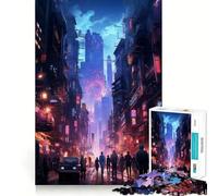 Fantastico puzzle notturno cyberpunk per adulti,1000 pezzi,stimolante per la mente,con incastri precisi e allineamento perfetto,ideale per creare legami con i propri cari (38x52cm)