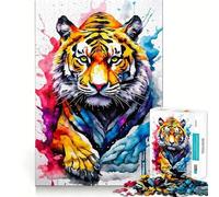Fantastico puzzle per adulti con tigre ad acquerello,1000 pezzi,gioco di potenziamento cognitivo,design a incastro perfetto,regalo di compleanno,rompicapo (38x26cm)