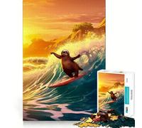Fantastico puzzle "Vacanze al mare con bradipo" per ragazzi,1000 pezzi,gioco di abilità mentale,taglio laser per un incastro perfetto,momento di tranquillità ed esercizio mentale a casa (50x75cm)