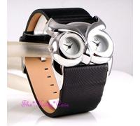 Fantastico Raro Argento Gufo Uccello Bianca Doppio Quadrante MultiTempo Orologio