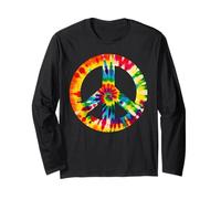 Fantastico segno della pace tie dye carino anni '60 disegno grafico Maglia a Manica