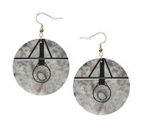 Fantastico set di orecchini in pelle stampata con campo da basket per donne, 1 paio di orecchini leggeri bohémien, gioielli regalo per donne e ragazze