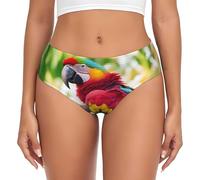 Fantastico slip da donna con stampa di piume di pappagallo, mutandine in misto cotone per le donne, slip intimo da donna, nero, XL/5XL