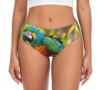 Fantastico slip da donna con stampa di piume di pappagallo, mutandine in misto cotone per le donne, slip intimo da donna, nero, XXL/5XL