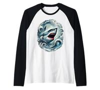 Fantastico squalo come opera d'arte colorata Maglia con Maniche Raglan