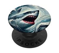 Fantastico squalo come opera d'arte colorata PopSockets PopGrip Adesivo