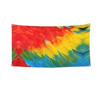 Fantastico striscione con piume di pappagallo stampato su un lato per feste, compleanni, anniversari, matrimoni, decorazioni per le vacanze