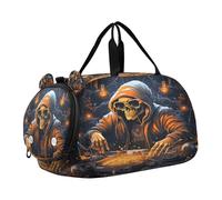Fantastico Teschio Di Natale Borsa Sportiva da Nuoto e Palestra con Scomparto per Scarpe Borsa da Viaggio per Il Fine Settimana Borsone per Ragazzi