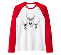 Fantastico Trio di Renne Grafiche Vacanze Natale Design Maglia con Maniche Raglan