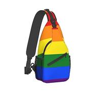 Fantastico zaino a tracolla compatibile con Rainbow Lgbt Pride Flag Stripes, borsa a tracolla leggera a tracolla, zaino da esterno per bici da corsa con tracolla regolabile per uomo donna
