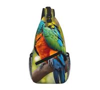 Fantastico zaino a tracolla con stampa di piume di pappagallo, unisex, borsa a tracolla, per donne e uomini, per escursioni e viaggi