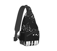 Fantastico zaino a tracolla per uomo donna, borsa a tracolla compatibile con tasti del pianoforte in bianco e nero con borsa per note musicali, resistente zaino da viaggio con cerniera, regolabile e t