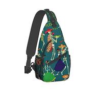Fantastico zaino a tracolla per uomo donna, borsa a tracolla multiuso compatibile con la borsa da ballo dello scheletro del giorno dei morti, resistente zaino da viaggio con cerniera, regolabile e tra