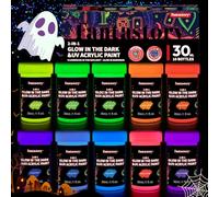 Fantastory Colori fluorescenti notturni 10 x 30 ml, impermeabile Neon Glow in colore scuro, per pietre, tele, maschere, set di colori acrilici (serie fluorescente)