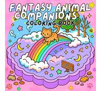 Fantasy Animal Companions Coloring Book,: Bold & Easy Gentle Fantasy Creatures in Dreamy Worlds | Cute Foxes, Cats, Rabbits & More for Relaxation and Stress Relief