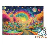Fantasy Arcobaleno Paesaggio 1,000 Pezzi Puzzle per Adulti Valle dell'Arcobaleno Planets Waterfalls Premium Alta Qualità Spesso Robusto Impegnativo Rilassante Gioco per la Famiglia 38x26cm/1000 Pezzi