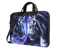 Fantasy Art Due Tigri dagli occhi azzurri Borsa per laptop Custodia per laptop 15,6 pollici Borse per computer Custodia imbottita per donne uomini