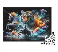 Fantasy Artwork with Unicorns And Tigers Puzzle Impossible 1000 Pezzi Decorazione Per La Casa. Giochi Rilassamento E Intelligence Per Adulti E Ragazzi Da 14 Anni 70x50cm/1000pcs