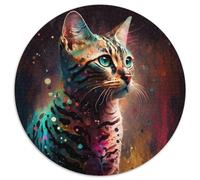 Fantasy-Bengalkatze, 1000-teiliges Puzzle für Erwachsene, rund, aus Pappe, für Teenager und Familienspaß, perfektes Weihnachtsgeschenk, 1000 Teile (67,5x67,5cm)