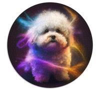 Fantasy Bichon Frise 1000-teiliges Puzzle, runde Papierpuzzles, Kunstwerk-Dekor, Intelligenzspielzeug für Familien-Indoor-Spiele, 1000 Stück (67,5x67,5cm)