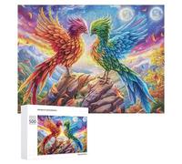 Fantasy Birds on Rock with Moons Puzzle 500 Pezzi Per Coppie Serata A Casa Sfida Intellettuale Regalo Per San Valentino 500 PCS