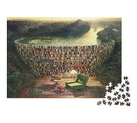 Fantasy Book Library 1000Pc for Adults Gifts: Tiny Library Under Moon Educational Game Challenge & Brainteasing Activity 70x50cm/1000pcs