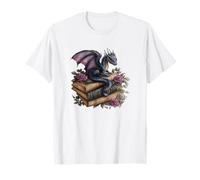 Fantasy Book Lover Bookworm Dragon Readers Reading Maglietta