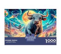 Fantasy Bull Puzzle D'Intrattenimento Per Tutta La Famiglia - Ispirazione Da Museo, 1000 Pezzi Con Illustrazioni Di Eccezionale Qualità Visiva - Per Divertimento E Come Regalo Di Prestigio 14+ 38x26c