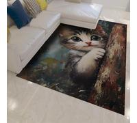 Fantasy Cartoon Carpet Forest Island Cielo stellato Città Scena notturna Modello di riflessione Lavabile Tappeti a pelo basso per soggiorno Nursery 90x150cm