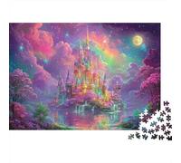 Fantasy Castello Notte 1000 Pezzi Home Decor Puzzle per Adulti Arcobaleno Castello Moonlight Premium Spesso Robusto Vivido Impegnativo Rilassante 52x38cm/1000 Pezzi