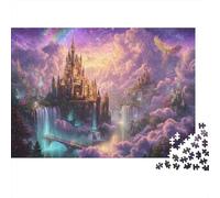 Fantasy Castello Sky 1000 Pezzi Home Decor Puzzle per Adulti Floating Castello Cascata Purple Sky Premium Spesso Robusto Vivido Impegnativo Rilassante 38x26cm/1000 Pezzi