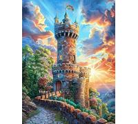 Fantasy Castle at Sunset Rompicapo 300 Pezzi Per Festa Della Repubblica Cartone Rigido Paesaggi Italiani Mitos Fantástico Cuento De Hadas Per Decorazione Murale Da Passatempo Edizione Limitata 300 PC