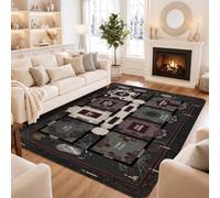 Fantasy Castle Floor Plan Gothic Area Tappeto 15 'X 7' | Illustrazione di architettura fantasy, etichette intricate della stanza, estetica gotica accademica, ispirata alla