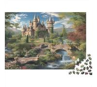 Fantasy Castle Garden Difficile 1000 Pezzi Puzzle Jigsaw per Adulti Castello da Fiaba nella Valle Verde Premium Spesso Robusto Alta Qualità Vivace Sfidante Sollievo Stress 38x26cm/1000pz