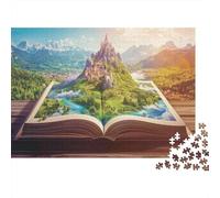 Fantasy Castle Landscape 1000 Pezzi Puzzle Jigsaw per Adulti Paesaggio Castello in Libro Aperto Difficile Premium Spesso Robusto Alta Qualità Vivace Sfidante Sollievo Stress 38x26cm/1000pz