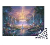 Fantasy Castle Landscape Colourful Glowing Waterfall Castle 1000 Pieces Jigsaw Puzzles Adults Fun Brainteasing Home Activity 52x38cm/1000pcs