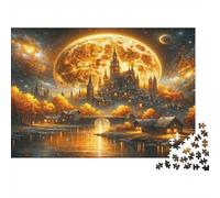 Fantasy Castle Moonlight 100% Recycled Cardboard Golden Moon Castle 1000 Piece Puzzle for Adults The Impossible Challenge Fun Present 52x38cm/1000pcs