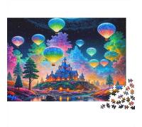 Fantasy Castle Night Colourful Hot Air Balloon Forest 1000 Pieces Jigsaws Adults Beautiful Decoration Home Activity 38x26cm/1000pcs