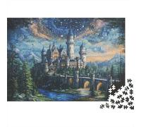 Fantasy Castle Night Colourful Starry Castle Bridge 1000 Pcs Jigsaws for Adults The Impossible Challenge Fun Present 38x26cm/1000pcs
