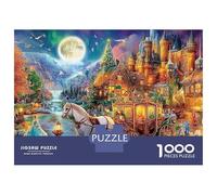 Fantasy Castle Scene Puzzle 1000 Pezzi per Adulti Puzzle Moonlit Castle Puzzle Giochi Educativi Bella Decorazione Sfidante Colorato Un Unico100% Cartone Riciclato70x50cm/1000pz